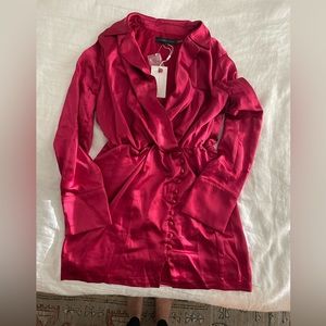 Satin Collared Mini Dress - Wine - VICI - Endless Rose